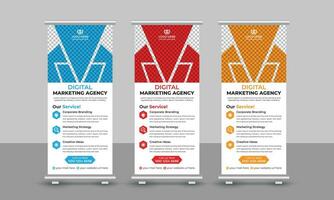 korporativ modern Digital Marketing Agentur Geschäft rollen oben Banner Design ziehen oben Beschilderung standee x einziehbar Banner Design Vorlage vektor