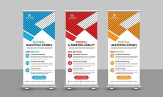 korporativ modern Digital Marketing Agentur Geschäft rollen oben Banner Design ziehen oben Beschilderung standee x einziehbar Banner Design Vorlage vektor