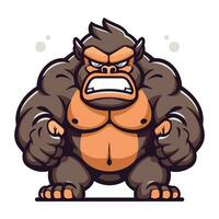 wütend Gorilla Karikatur Maskottchen. Vektor Illustration von wütend Gorilla Maskottchen.