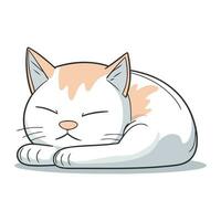 süß Karikatur Katze Schlafen isoliert auf Weiß Hintergrund. Vektor Illustration.