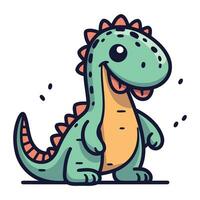 süß Karikatur Dinosaurier. Vektor Illustration isoliert auf ein Weiß Hintergrund.