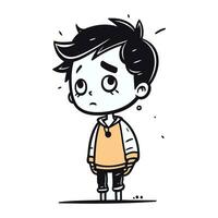 gråt pojke tecknad serie klotter vektor illustration hand dragen skiss design