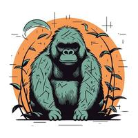 gorilla i de djungel. vektor illustration för din design.