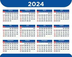 Kalender Design zum 2024 oder Neu Jahr Kalender vektor