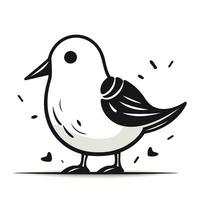 Vektor Illustration von ein Vogel auf ein Weiß Hintergrund. schwarz und Weiß.