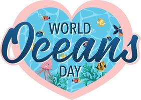 World Ocean Day Banner mit vielen verschiedenen Meerestieren many vektor