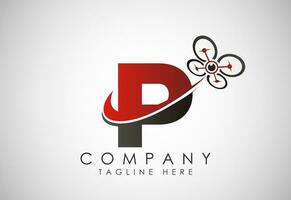 Brief p Drohne Logo Design Vektor Vorlage. Drohne Technologie Logo Zeichen Symbol