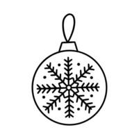 Glas Weihnachten Ball mit Schneeflocke. Vektor Gekritzel Symbol