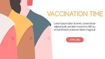 covid-19 vaccinationskoncept. axlar hos vaccinerade personer vektor