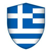 Griechenland Flagge im Schild Form. Vektor Illustration.