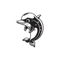 Delfin Meer Tier skizzieren Hand gezeichnet im Gekritzel Vektor Bild