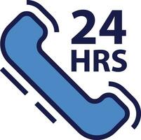 24 Std Telefon Unterstützung Symbol. Unterstützung Bedienung Symbol vektor