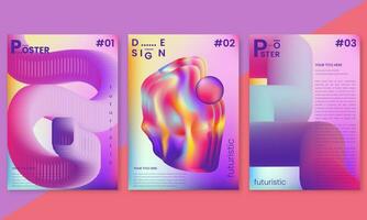 elektronisk musik festival annonser affisch set.3d flerfärgad vätska former.dans musik händelse omslag vektor