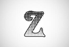 Brief z Logo im Halbton Punkte Stil, gepunktet gestalten Logo Vektor Design.