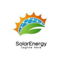 sol- energi logotyp förnybar grön energi vektor illustration