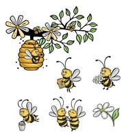 einstellen von Biene Figuren, Vektor Illustration