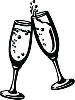 Brille mit funkelnd Wein, Champagner Silhouette Illustration vektor