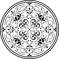 Vektor einfarbig klassisch europäisch Kreis. runden Muster von das Völker von uralt Rom, Griechenland. Blumen- Ornament.