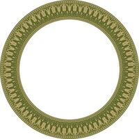 Vektor Gold und Grün runden klassisch griechisch Mäander Ornament. Muster, Kreis von uralt Griechenland. Grenze, rahmen, Ring von das römisch Reich