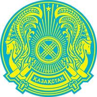 vektor färgad blå täcka av vapen av de republik av Kazakstan. gul stat symbol.