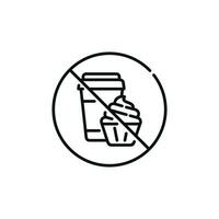 Nein Essen und Getränke erlaubt Linie Symbol Symbol. Nein Essen Linie Symbol isoliert auf Weiß Hintergrund vektor