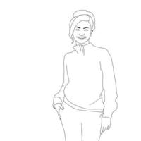 Malvorlagen - glückliche Frau Illustration auf weißem Hintergrund. vektor
