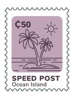 Geschwindigkeit Post Ozean Insel, Stempel oder Karte zum Mail vektor