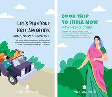 Lasst uns planen Ihre Nächster Abenteuer, Buch Ausflug zu Indien vektor