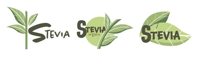 Stevia organisch und natürlich Süßstoff, Logos vektor