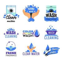 Waschen Maschine Regime Symbole, Farbe und Hand waschen vektor