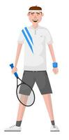 tennis spelare med raquete, sportsman i enhetlig vektor