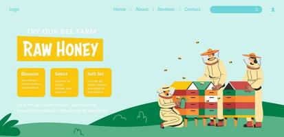 Biene Bauernhof natürlich roh Honig, Webseite Seite Vektor