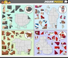 Puzzle Puzzle Spiele einstellen mit Karikatur Zeichen vektor