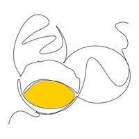kontinuerlig linje. friterade ägg. frukost, äggula och vita. vektor