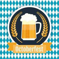 baner med en glas av öl på en blå bakgrund, oktober fest illustration vektor