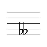 dubbel- platt nyckel signatur på personal platt vektor isolerat på vit bakgrund. svart musikalisk notation symbol. musik begrepp. Flash-kort för inlärning musik