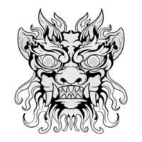 schwarz und Weiß Monster- Drachen Kopf Fantasie Illustration Färbung Seiten Zeichnung Linie vektor