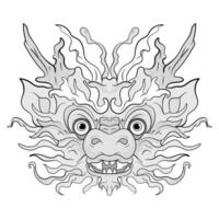 Tätowierungen schwarz und Weiß Barongsai Drachen chinesisch Illustration. gut zum Element Design und Färbung Seiten vektor