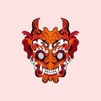 oni Maske Vektor Kunst Illustration auf isoliert Hintergrund. japanisch Dämon Vektor Illustration.