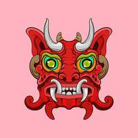 oni Maske Vektor Kunst Illustration auf isoliert Hintergrund. japanisch Dämon Vektor Illustration.