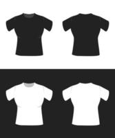 mockup vanlig kvinnas t-shirt set svart vit vektor