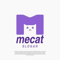 brev m med katt logotyp design mall vektor