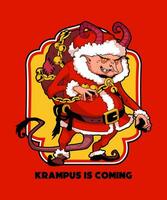 krampus är kommande. rolig jul tecknad serie illustration. vektor