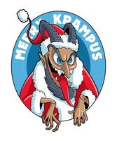 dunkel Krampus mit Santa Kostüm. komisch Weihnachten Karikatur Illustration. vektor