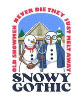schneebedeckt gotisch. komisch Weihnachten Karikatur Illustration. vektor