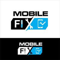 mobil reparation och mobil fix logotyp design och mobiltelefon reparation vektor