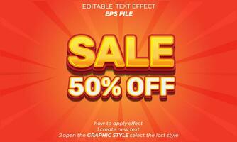 försäljning text effekt 3d redigerbar text. vektor mall