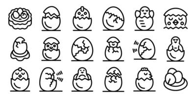 kyckling skuggning ikoner uppsättning översikt vektor. ägg kyckling bo vektor