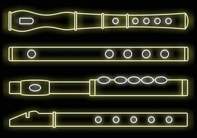 Musik- Flöte Symbol einstellen Vektor Neon-