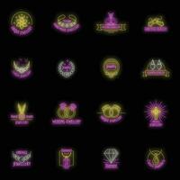 smycke logotyp lyx ikoner uppsättning vektor neon